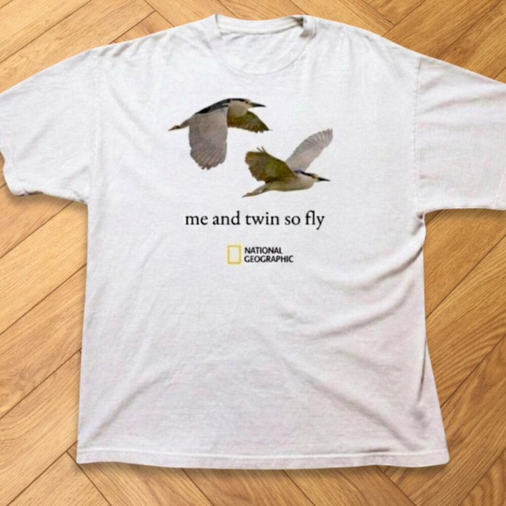 National Geographic Birds “Me and Twin So Fly” Tee Gildan 5000 NWT